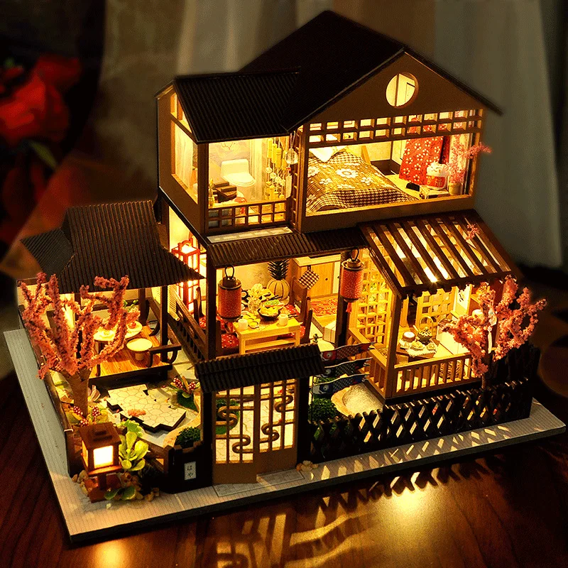 Mini-Puppenhaus aus Holz, 3D-Puzzle, Mini-DIY-Set, Produktion und Montage von Zimmerspielzeug, Heim-Schlafzimmer-Dekoration mit Möbeln, Geschenken