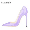 Frauen Pumpen Licht Lila Patent Leder Spitz Frauen Schuhe Hohe Ferse 12 cm Stiletto Party Schuhe