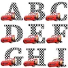 Auto Pixar Lightning McQueen 26 Alphabet A B C D E Patches für DIY Kleidung Vynil Wärmeübertragung Aufkleber Eisen auf für Frauen T-Shirt
