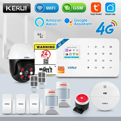 KERUI W184 4G Einbrecher Alarm System Tuya Smart GSM WIFI Anti Diebstahl Alarm Kit Unterstützung Alexa Alarm Sicherheit System bewegung Sensor
