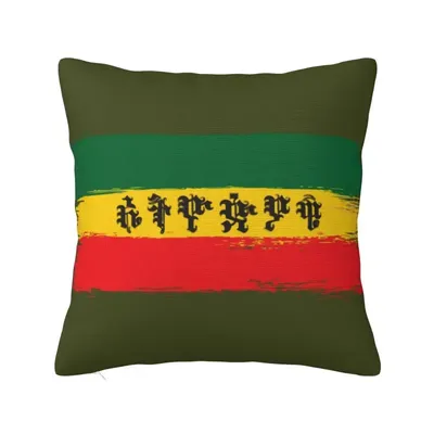 Äthiopien Flagge mit äthiopischen amharic Kissen bezüge Decora cion Rasta Jamaika Kissen bezug Image