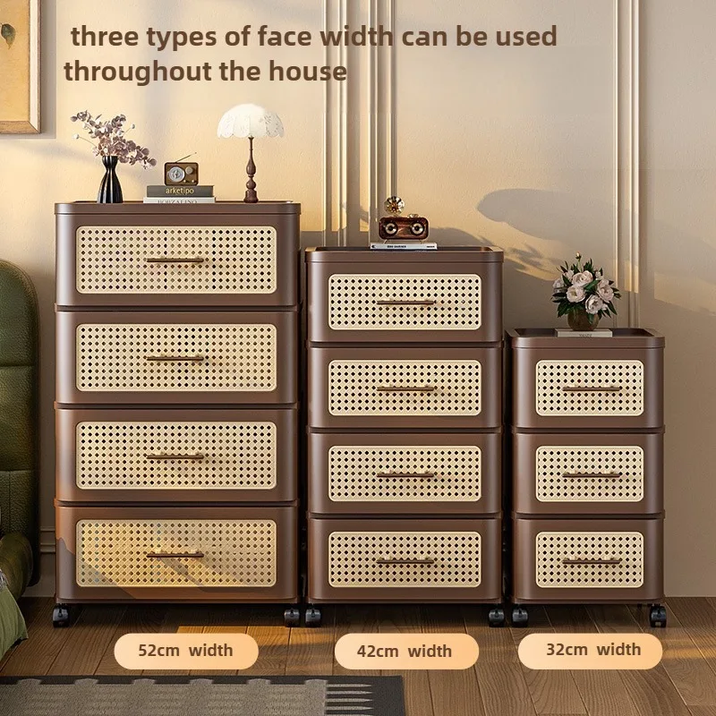 Schubladen-Aufbewahrungsschrank im mittelalter Stil, mehrschichtiger Snack-Schrank auf Rädern, Aufbewahrungsschrank, Spielzeug-Organizer-Box für Zuhause und Schlafzimmer