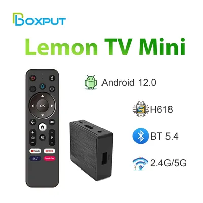 Android 12 Lemon TV Mini Smart TV Box Allwinner H618 2,4G/5G Dual Wifi6 BT5.4 2GB 16GB TV Box 4K Video Media Player Set-top Box