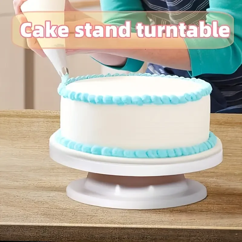 Professioneller Kuchen-Drehteller, um 360 Grad drehbares Kuchen-Dekorationswerkzeug, manuell rotierender Fondant, glättet perfekt für Backprodukte Image