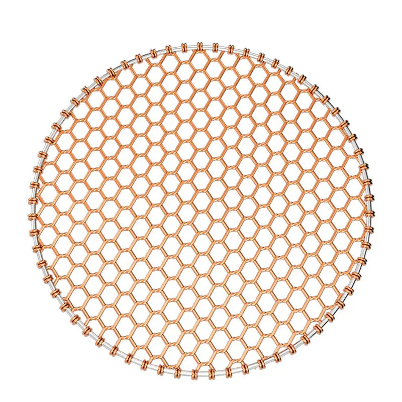 24,5-33cm Durchmesser rotes Kupfer rundes Grill draht gitter netz mit Griff für Picknick werkzeuge Camping Holzkohle grill Image
