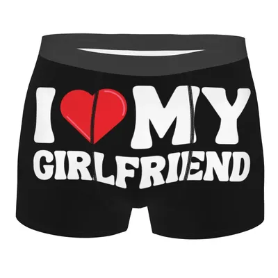 Benutzerdefinierte coole „I Love My Girlfriend“-Boxershorts, Unterhosen, bequeme Slips für Herren Image