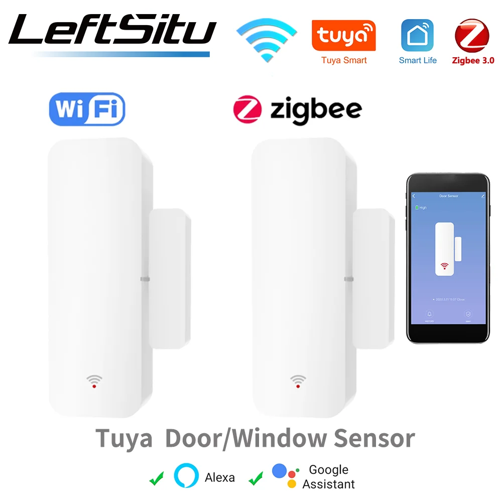 Tuya WiFi Zigbee Smart Tür Fenster Sensor Smart Home Offen/Geschlossen Detektoren Fenster Sensor Smart Leben Funktioniert Mit Google Home Alexa