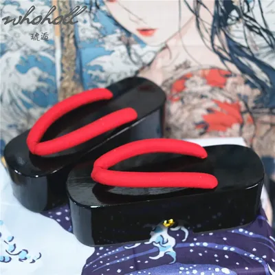 Sommer Frauen Flip-Flops Japanische Geisha Glocke Geta Clogs Cartoon Cosplay Kostüme Schuhe Dicken Image