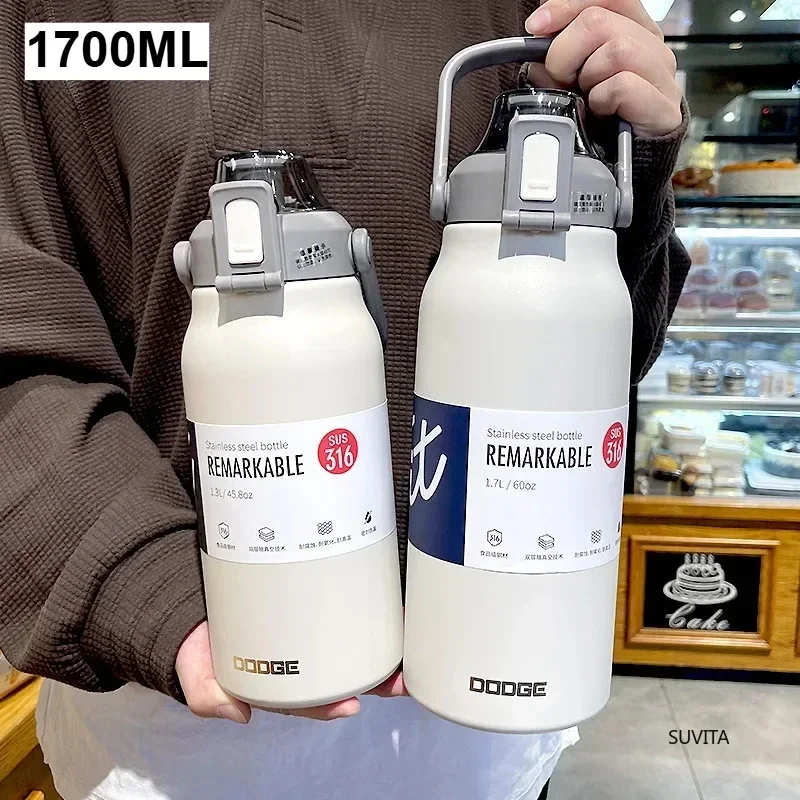 DODGE 1300/1700ML Edelstahl Tumbler Thermosflasche Tragbare Isolierflaschen Outdoor Sport Wasserbecher Auto Isolierflasche Image