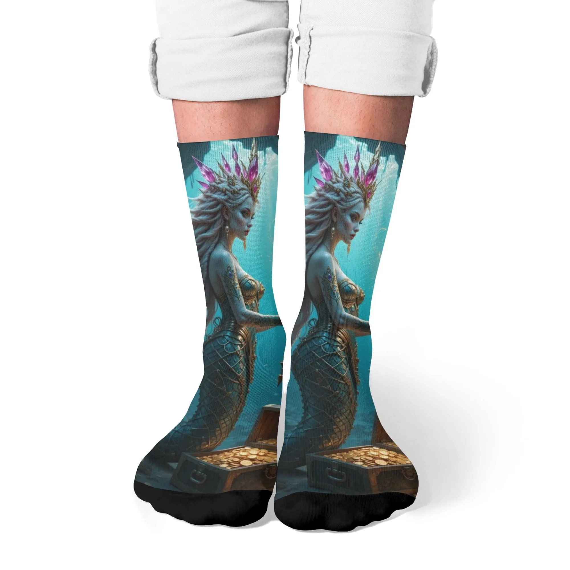 Mythos Meerjungfrau Retro Casual Socken Kreative Happy Hip Hop Socken Weiche atmungsaktive Crew Socken Geeignet für Sport Outdoor Reisen Party Image