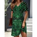 Women's Mini Dress Knit Dress Casual Dress T Shirt Dress Tee Dress Sundress Vacation Casual Beach Regular Fit Floral Graphic Vintage Short Sleeve V Neck Yellow Burgundy Blue Purple Summer Spring