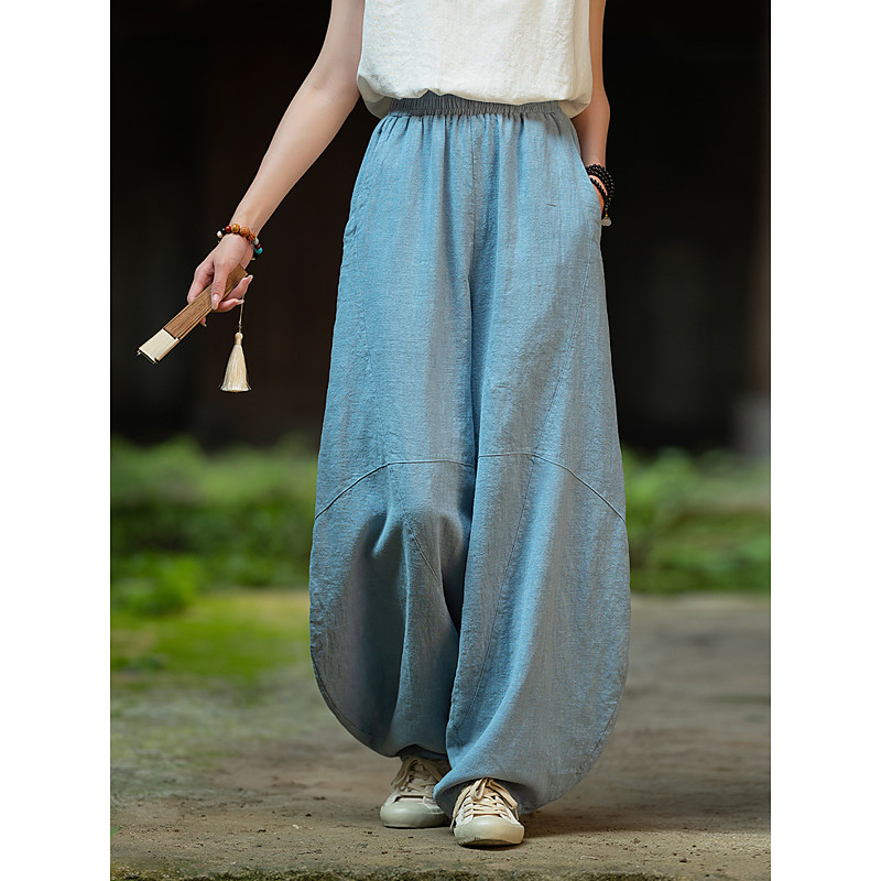Retro Vintage Medieval Renaissance Pants Solid Color Fancy Dress Women's Vacation Casual Daily Adults' Pants Spring Summer