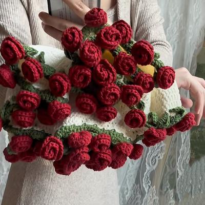 Hand-Knitted Rose Blanket DIY Kit Ready-Made Gift for Mother's Day Valentine's Day