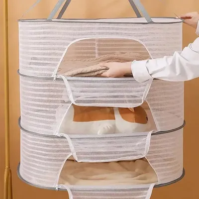 Portable Mesh Clothes Hanging Dryer Drying Net Folding Dry Rack for Fish Hanging Basket Dryer Bag