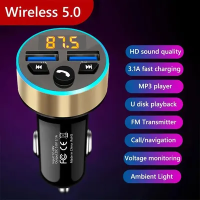 BT FM Transmitter Modulator Car Wireless Bluetooth 5.0 USB Auto Aux Radio MP3 Player Music Hands