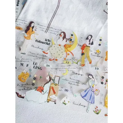 XiYue Studio Vintage Girls' Paradise Month Washi PET Tape for Planner Card Making DIY Scrapbooking