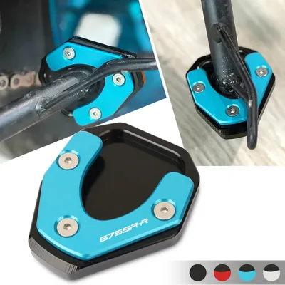 Motorcycle CNC Kickstand Foot Side Stand Extension Pad Support Plate Enlarge For 675SR-R 675SR SR675