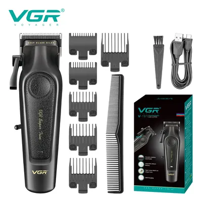 VGR V-197 Professional Electric Trimmers Cordless Adjustable Clippers LED Hair Trimmer for Men Hair