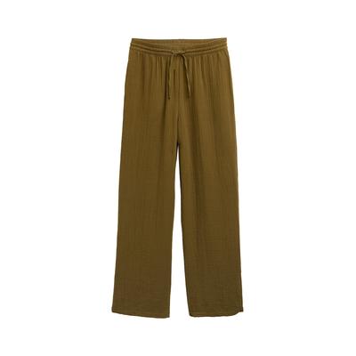 TOM TAILOR DENIM Damen Musselin Straight Hose, grün, Uni, Gr. XL Image