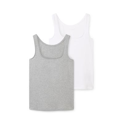 TOM TAILOR Damen Basic Top im 2er-Pack, grau, Uni, Gr. M Image