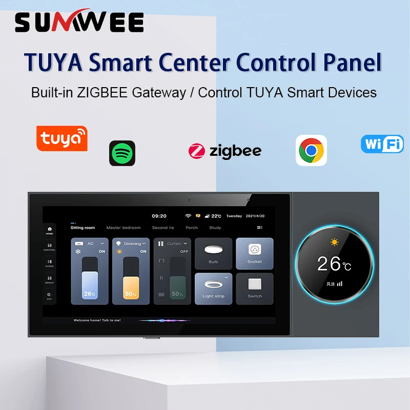 Pannello di controllo multifunzionale Tuya Smart Home da 6 pollici Touch Screen Controller centrale Zigbee Gateway Amplificatore da parete Bluetooth