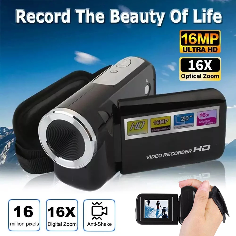 1080P 16MP 16X Zoom Full HD caméscope numérique 2 pouces couleur TFT affichage caméscope DV caméscope vidéo