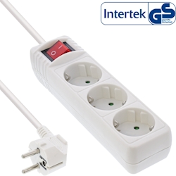 InLine® Steckdosenleiste, 3-fach Schutzkontakt, mit Schalter, weiß, 1,5m Image