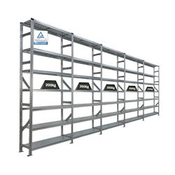 PROREGAL Fachbodenregal PROXIMO Stecksystem | Komplettregal | HxBxT 250x600x32cm | 7 Ebenen | Beidseitig nutzbar | Verzinkt Image