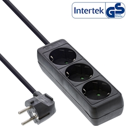 InLine® Steckdosenleiste, 3-fach Schutzkontakt, schwarz, 1,5m Image
