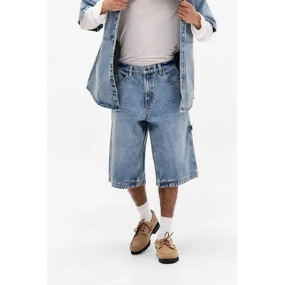 AVX Avirex Dept UO Exclusive Dam Mid Wash Denim Shorts - Tinted Denim S at Urban Outfitters