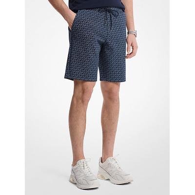 Michael Kors Signature Logo Cotton Blend Shorts Blue M