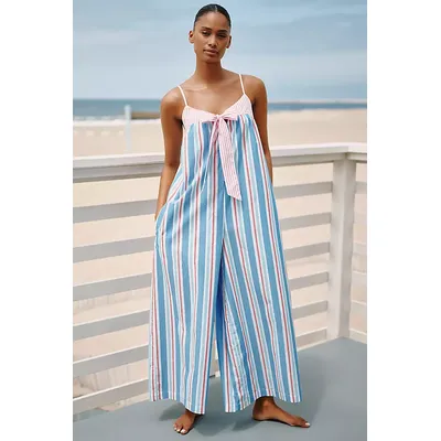 Celandine Pinstripe Bow Wide-Leg Jumpsuit