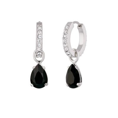 Elli - Creolen mit Glas Kristalle Tropfen Schwarz 925 Sterling Silber 1 ct Damen Image