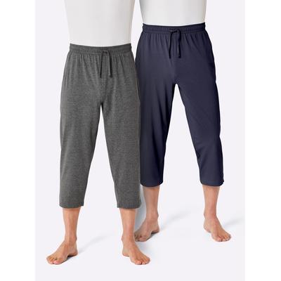 3/4-Hose WÄSCHEPUR, Herren, Gr. 64/66, Normalgrößen, blau (marine, anthrazit, meliert), 100% Baumwolle, 55% Baumwolle, 45% Polyester, unifarben, meliert, Hosen Image