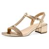Sandalette MARCO TOZZI, Damen, Gr. 40, gold (goldfarben), Textil, Lederimitat, elegant, Schuhe, Blockabsatz, Riemchensandale mit funkelnden Strasssteinchen