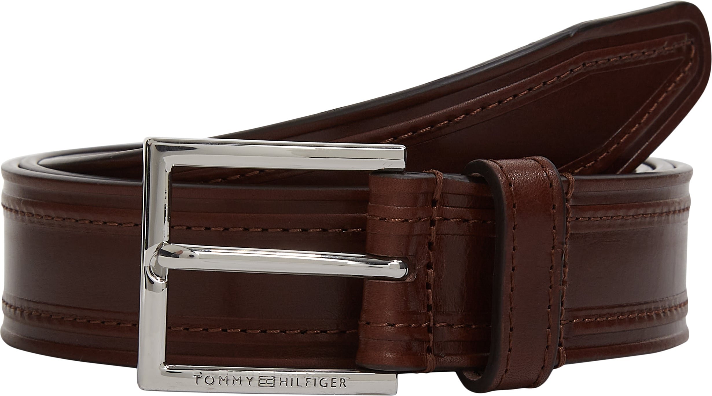 Ledergürtel TOMMY HILFIGER "HUDSON EMBOSS LEATHER 3.0 cm breit", Herren, Gr. 90, braun (coffee bean), Rindsleder, unifarben, Gürtel Ledergürtel, Größenverstellbar Image