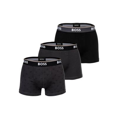 Boxershorts BOSS "Boxershort Trunk 3P Power Design 3er Pack", Herren, Gr. M, schwarz (schwarz, grau), Obermaterial: 95% Baumwolle CO. 5% Elasthan EL., Unterhosen Image