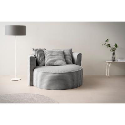 XXL-Sessel "ISALIE, Sessel in modernen Farben, Lesesessel, Loveseat, Big-Sessel", grau (hellgrau), B:153cm H:98cm T:145cm, LEGER HOME BY LENA GERCKE, Sessel, trendige Stoffe, mit 3 Zierkissen, große Sitzfläche, Hocker optional Image