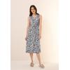 Midikleid CECIL, Damen, Gr. L (42), US-Größen, weiß (vanilleweiß), Stoff, 100% Viskose, unifarben, casual, comfort fit wadenlang, V-Ausschnitt, ohne Ärmel Bündchen, Kleider, mit Volant