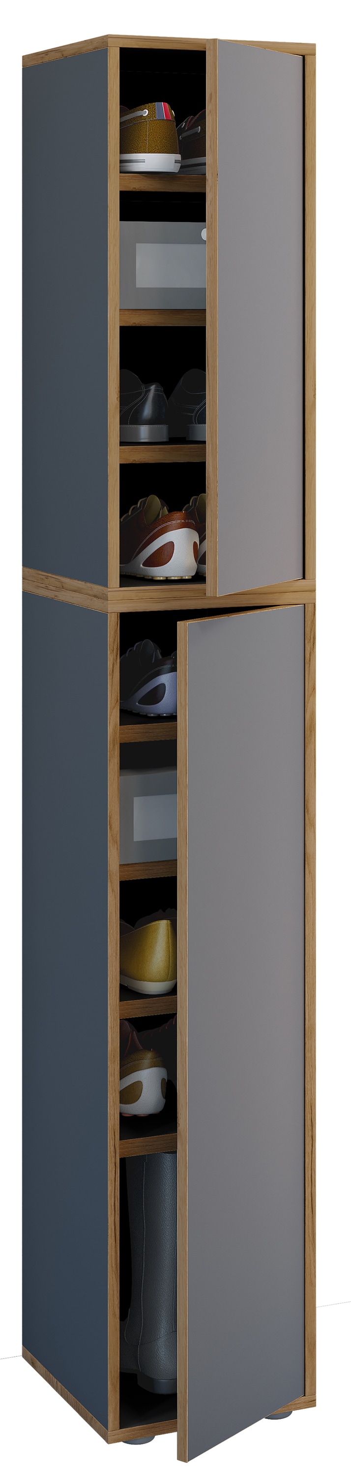 Schuhschrank VCM "XL Holz Großer Schuhschrank Schuhkommode Salia B30", grau (anthrazit), Schränke, Schuhschrank