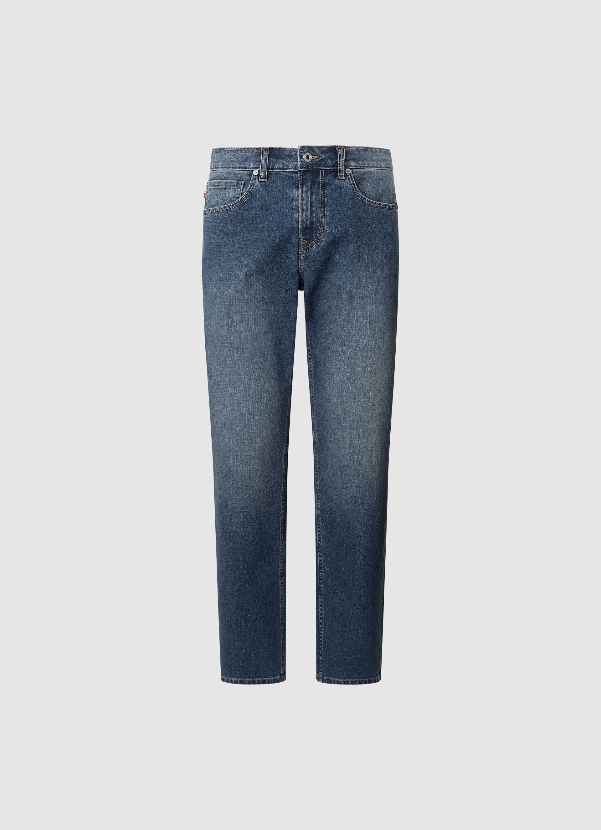 Straight-Jeans PEPE JEANS "CASH", Herren, Gr. 34, Länge 32, blau (used mid blau), Denim/Jeans, Obermaterial: 98% Baumwolle, 2% Elasthan, straight fit, Jeans Straight-Jeans, im 5-Pocket-Stil
