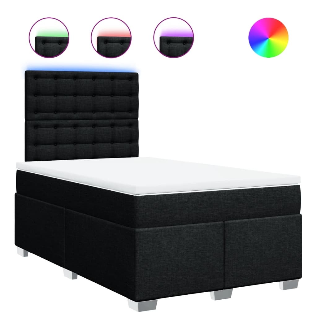 vidaXL Boxspringbett mit Matratze Schwarz 120x190 cm Stoff Image