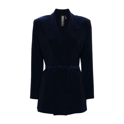 Double-Breasted Scuba Blazer - Blue - Norma Kamali Jackets
