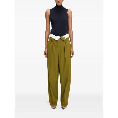 Double-Waistband Trousers - Green - Victoria Beckham Pants