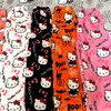 Sanrio Hello Kitty Pyjamas Flanell Mode Hosen Frauen Kawaii Woolen Anime Cartoon Batman Kitty Katze Casual Hause Hosen Herbst