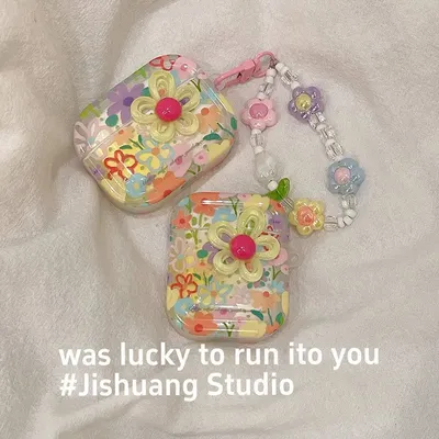 Bunte Ins Blume 3D Anhänger Imd Kopfhörer Fall Drahtlose Bluetooth Lade Box für Apple Airpods 3 4 2 1 Pro 2nd Abdeckung Image