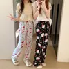 Kawaii Hello Kitty Cartoon Hose Bedruckte Pyjamahose Mädchen Süße Lose Große Hose Home Casual
