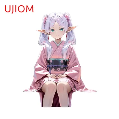 UJIOM Anime Frieren Rosa Kimono Wandaufkleber Schöner beliebter Charakter Laptop Aufkleber Schöne Image