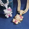 Kawaii Sanrio Halskette Anime Diamant Hello Kitty Anhänger Halskette Hip Hop Mode Herren und Damen