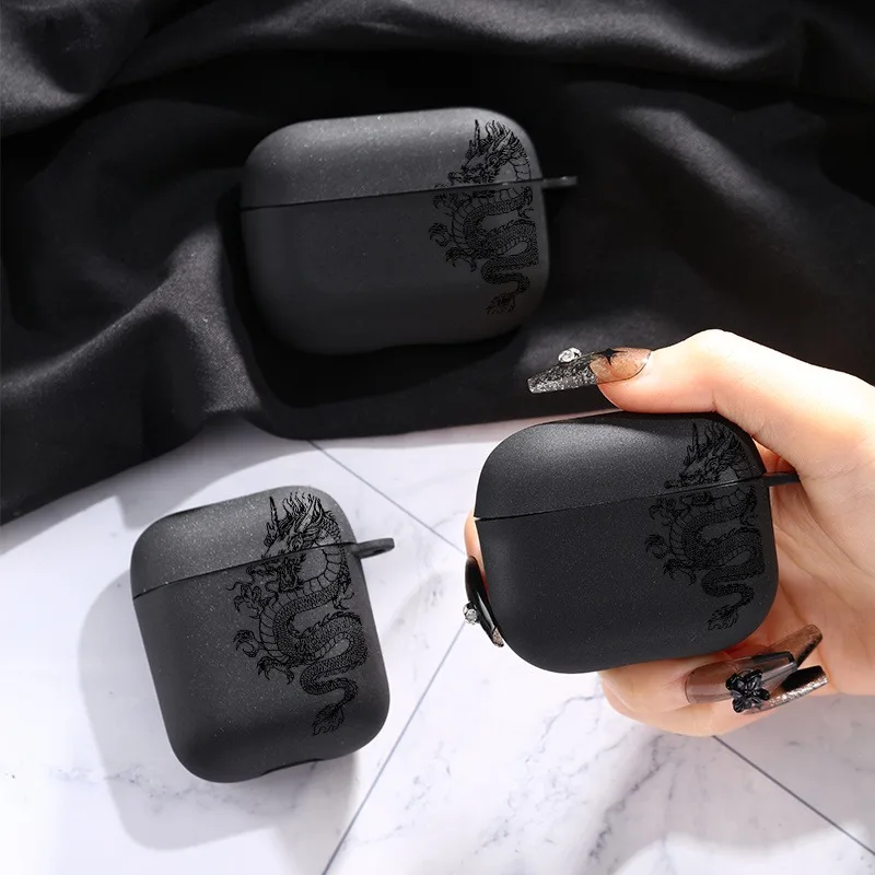 Dragon Design Kopfhörerhülle für AirPods Pro/Pro2, TPU, kabellose Bluetooth-Abdeckung für AirPods, 3/4-Schutz mit Schlüsselanhänger-Hülle Image